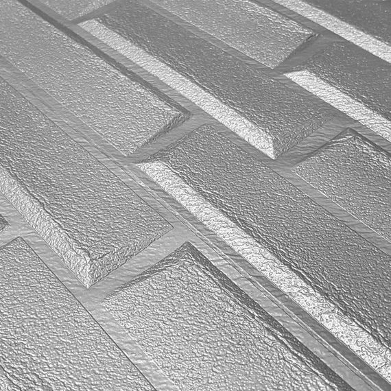 Самоклеюча 3D панель кладка срібло 3080x700x5мм SW-00001760 | Зображення 1