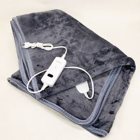 Електропростирадло односпальне 70х150 см тепле електро простирадло ковдру з підігрівом в клітинку з регулятором сірий YJ-41