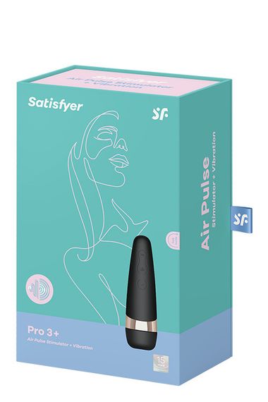 Вакуумний кліторальний стимулятор SATISFYER PRO 3 + чорний Sex Aura | Зображення 1