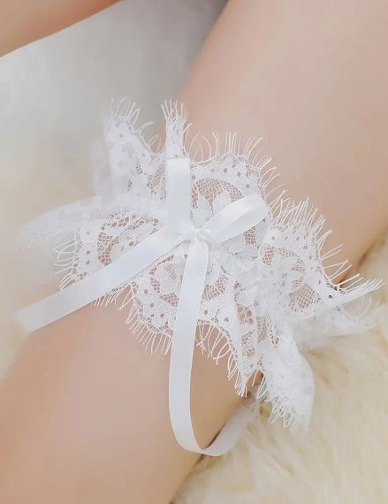 Білі мереживні підв'язки Star Night з бантиками (без коробки) Sex Aura | Зображення 1