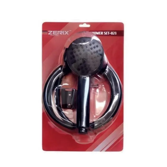 Душовий набір Shower Zerix SET-02B (шланг, лійка, кронштейн) колір чорний (ZX4923)