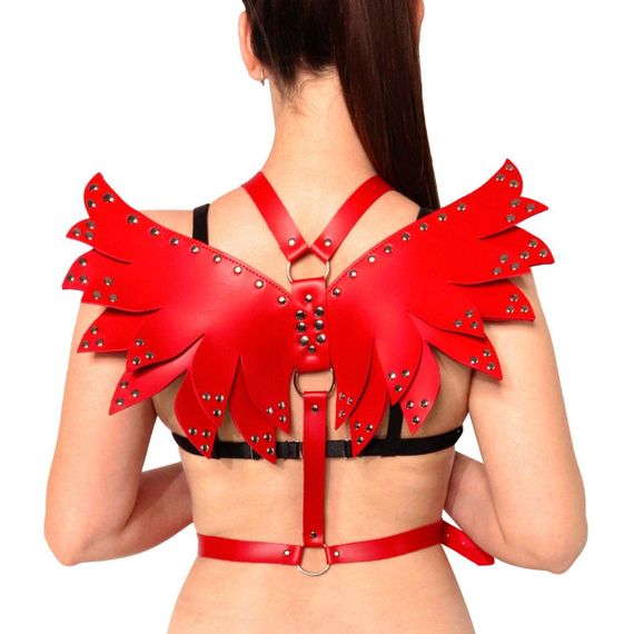 Жіноча портупея Art of Sex - Wings червона L-2XL, екошкіра Sex Aura