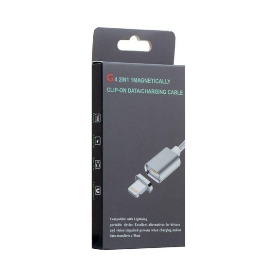 Кабель USB Cable Magnetic Clip-On Lightning Колір Сталевий | Зображення 1