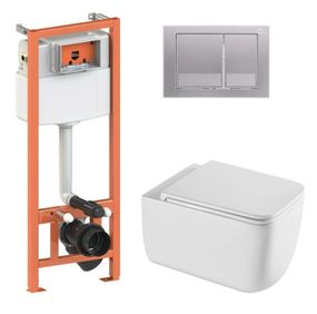 Набір Qtap Nest 4 в 1 підвісний унітаз Gemini Ultra Quiet 530х365х373 + комплект інсталяції QT2533076EUQW46160