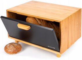 Хлібниця Kamille Black&Wood бамбукова 36х26х23см зі сталевою кришкою