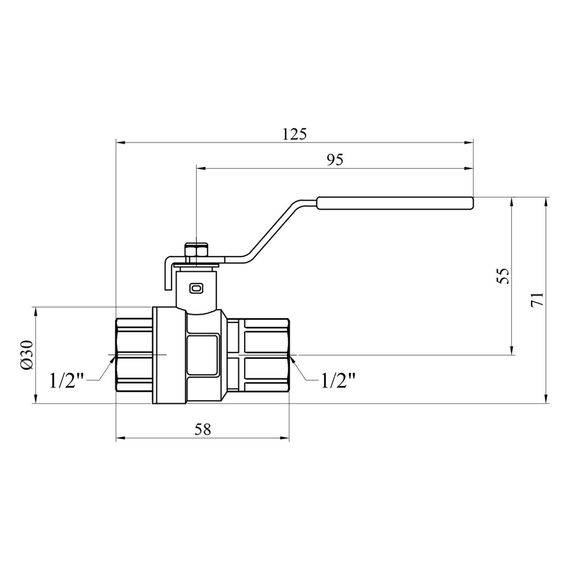 Кран кульовий Kroner 1/2" ВВ PN40 ручка, нікельований (CV033213) | Зображення 1