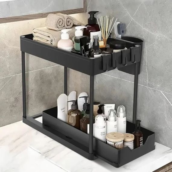 Органайзер дворівневий з висувним ящиком для зберігання та гачками | Зображення 1