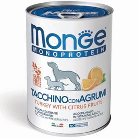 Корм Monge Dog Wet Fruit Monoprotein Tacchino con Agrumi вологий монопротеїновий з індичкою та цитрусами для собак усіх порід 400 гр