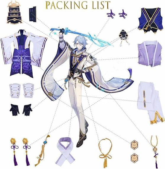 Костюм Камісато Аято XXL косплей Геншин Імпакт, комплект образ наряд Kamisato Ayato Genshin Impact на Хелловін в стилі аніме | Зображення 9