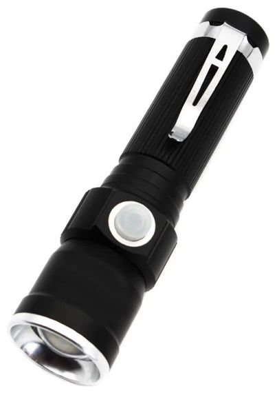 Кишеньковий ручний ліхтар RB-203 ліхтарик із зумом Zoom T6 18650 micro-USB Чорний | Зображення 1