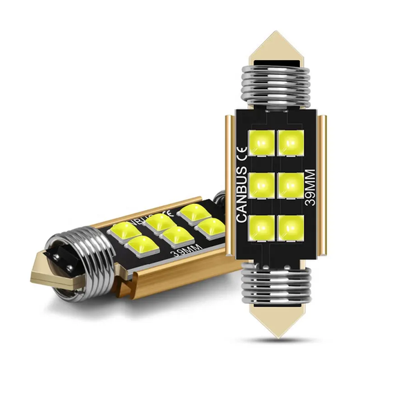 Автолампа Festoon, цоколь SV8.5-8, 3030 х 6 smd лінзовані, 41 мм, білий, 12-24 В | Зображення 1