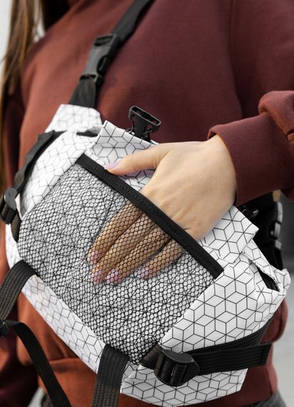 Большая женская поясная сумка бананка Sambag DynamicDart принт "Square" 38×21×7 см (80411150) | Зображення 2