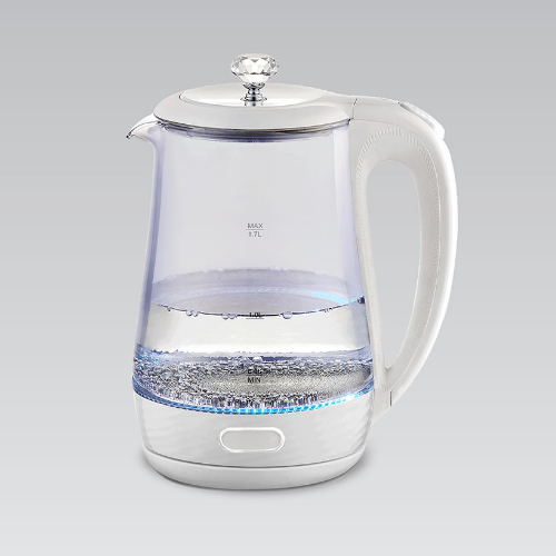 Електрочайник 1,7л 1850-2200W скло (диск) білий MR-052-WHITE Maestro | Зображення 1
