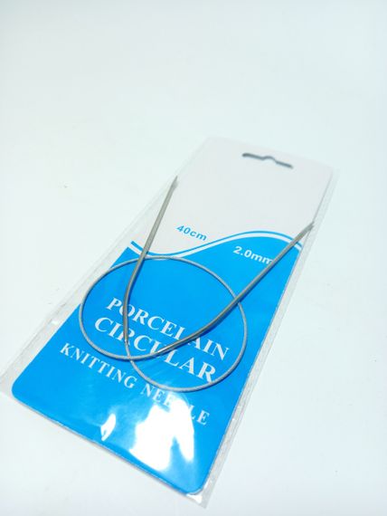 Спиці кругові 40см 2.0мм для ручного в'язання, полегшені, Porcelain circular