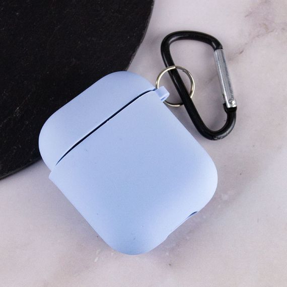 Силіконовий футляр з мікрофіброю для навушників Airpods 1/2 Блакитний / Lilac Blue | Зображення 2