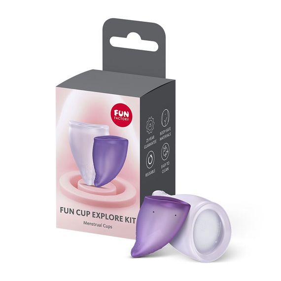 Набір менструальних чаш Fun Factory FUN CUP EXPLORE KIT, 2 шт, Multicolored Turquoise, об’єми 20 та 30 мл, Фіолетовий | Зображення 5