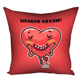 Подушка габардинова з принтом Шалено люблю! 40x40 см (4P_22L017)