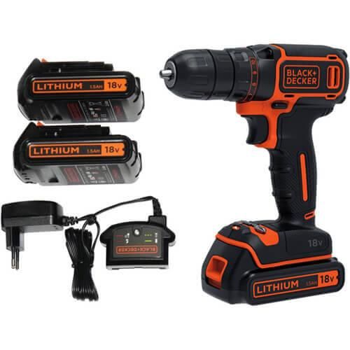 Дрель-шуруповерт аккумуляторная BLACK+DECKER BDCDC18B | Зображення 1