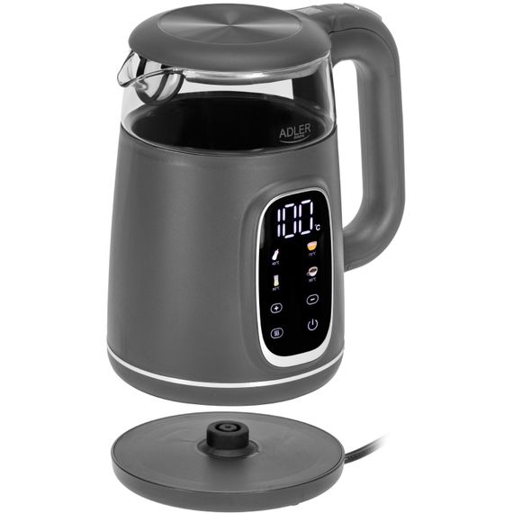 Електрочайник Adler AD 1305 grey 1850-2200Вт/ 1.7л/ скло/ встановлення температури/ | Зображення 1