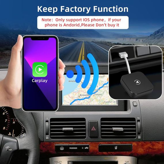 Беспроводной адаптер Carplay для iPhone iOS 10+ карплей конвертация проводного соединение авто Wi-Fi Bluetooth | Зображення 3