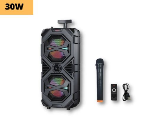 Портативна колонка XPRO ZQS8212  валіза 30Вт, USB, SD, FM радіо, Bluetooth, 1 мікрофон, ДК (MER-15655) | Зображення 1