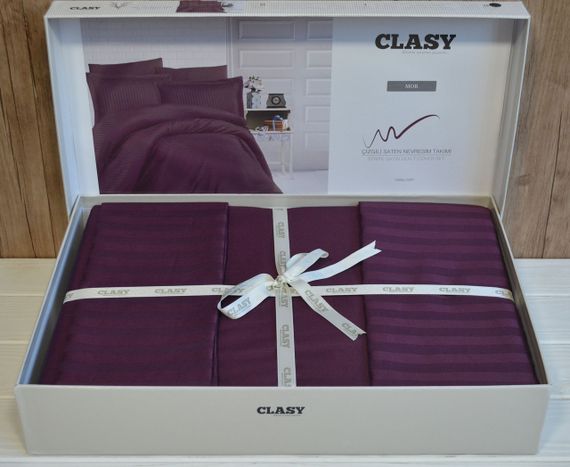 Постельное белье Clasy Stripe Satin 200х220 Mor | Зображення 1