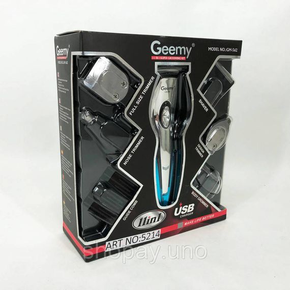 Машинка для стрижки, триммер мужской GEMEI GM-562, машинка для стрижки головы, с насадками для бороды | Зображення 2