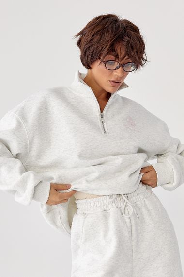 Утеплений спортивний костюм із джогерами та світшотом - світло-сірий цвет, L/XL (є розміри) | Зображення 2