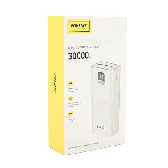 Power Bank FONENG P55 30000mAh, 2*USB+Tepe-C, White, 0.580kg, Box | Зображення 1