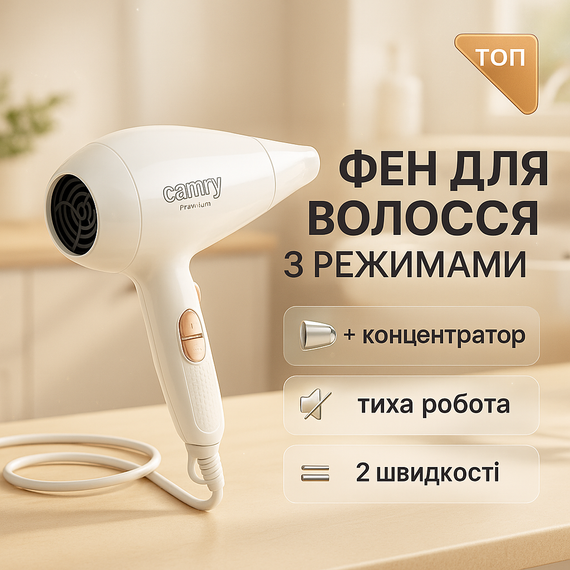 Функціональна щітка для сушіння, Фен для укладання волосся універсальний, Фен електричний з насадками AN-14
