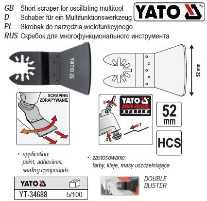 Скребок для реноватора 52 х 77 мм YATO-34688