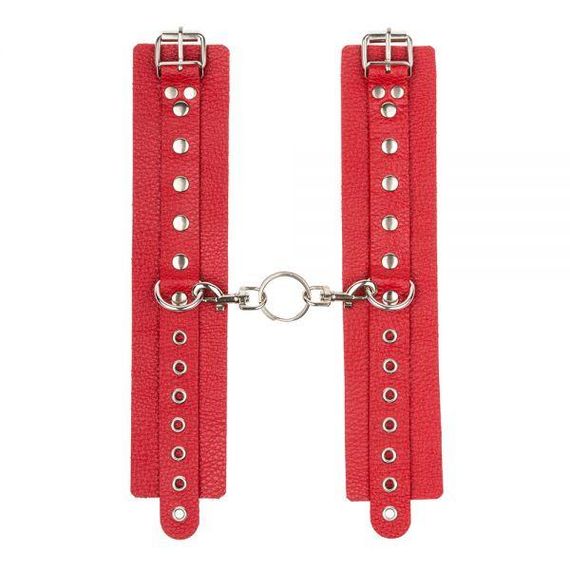 Наручники Leather Double Fix Hand Cuffs, Red Sex Aura | Зображення 1