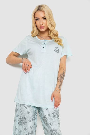 Пижама женская с принтом  -уценка, цвет мятный, 243R6788-U-12 | Зображення 1