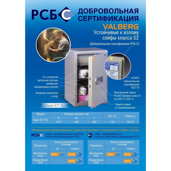 Сейф взломостойкий Valberg ASK-67T EL Gold Сейф эксклюзивный взломостойкий  ASK.67T-EL GOLD | Зображення 5