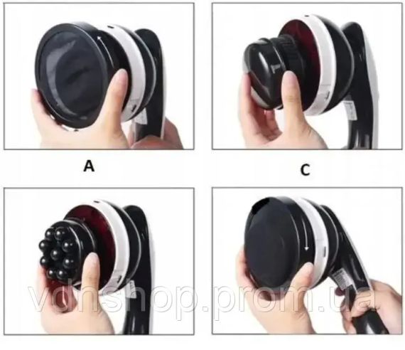 NEW Антицеллюлитный массажер Body Massage, 4 насадки / Вибромассажер с ИК подогревом / Массажер для тела | Зображення 4