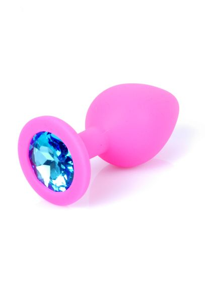 Анальна пробка з блакитним кристалом Plug-Jewellery Pink Silicon PLUG Medium-Light Blue Diamond | Зображення 7