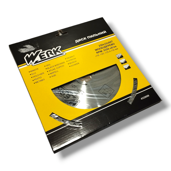 Диск відрізний по дереву 250x32 60 зуб. по дереву WERK (4332650)
