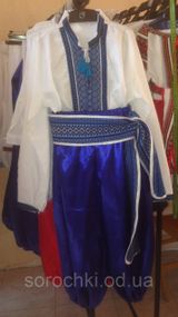 Украинский костюм детский для мальчика , сорочка белая-поплин, шаровары-шелк, продажа-прокат