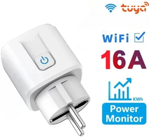 Розумна Wi-Fi розетка 16А з енергометром, таймером, Tuya Smart і Smart Life сумісна з Google Home та Alexa - White | Зображення 1