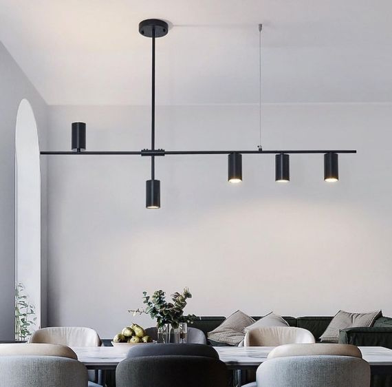 Люстра стельова на 5 лампочок 26284 Чорний 35-74х20х123 см.