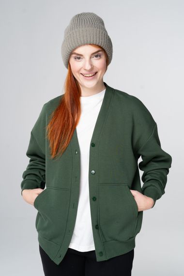 Кардиган жіночий утеплений зелений, 3XL | Зображення 2