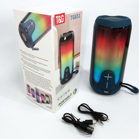 Bluetooth-колонка TG651 з RGB ПІДСВІТКОМ, акумуляторна колонка для музики, для вечірки. Колір: синій | Зображення 4