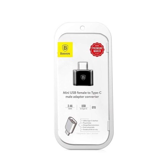 Адаптер Baseus USB Female To Type-C Male Adapter Converter Black | Зображення 1