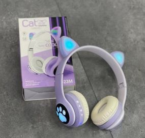 Бездротові дитячі Bluetooth навушники Cat Ear VZV-23M з котячими вушками Бузкові
