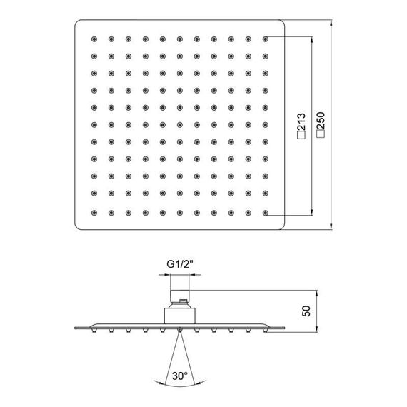 Лійка для верхнього душу Лейки Lidz Лейка 225 250x250 мм прямокутна LDNIA225NKS32452 Chrome | Зображення 1