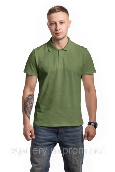 Футболка чоловіча ПОЛО — Оливковий Хакі ВСУ з коротким рукавом із МІКРОЛАКОСТИ XL