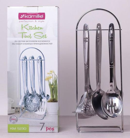 Набір кухонних аксесуарів Kamille Crystal на металевій підставці (7 предметів) | Зображення 4