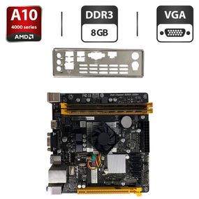 Комплект: Материнская плата Biostar A68N-5600 / AMD A10-4655M (4 ядра по 2.0 - 2.8 GHz) / 8 GB DDR3 / Socket FP2 / Задняя заглушка б/у