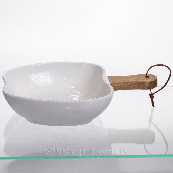 Тарелка фарфоровая глубокая с ручкой Яблоко 25×20×5 (см) Белый ZJH-15-6 | Зображення 2