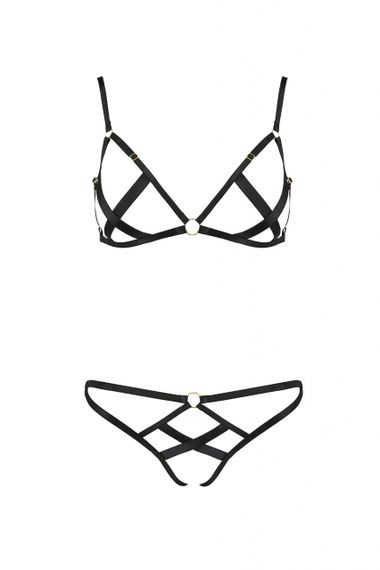 Комплект білизни із стреп-стрічками NICKY SET black S/M - Passion | Зображення 2